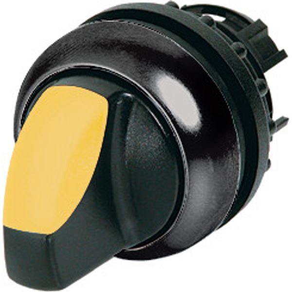 M22S-WRLK3-Y Illuminated selector switch actuator, RMQ-Titan, With thumb-grip, maintained, 3 positions, yellow, Bezel: black image 1