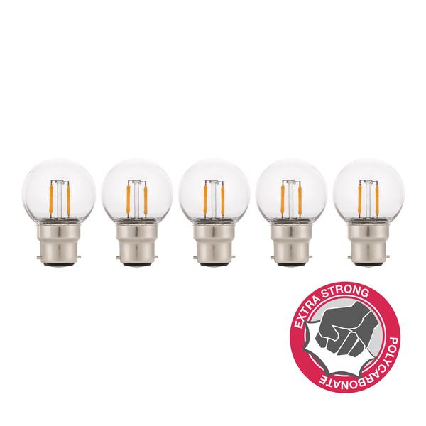 EcoPack 5pcs LED FIL Safe G45 B22d 2W 2700K PC CL image 1