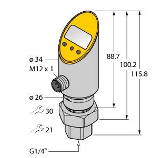 Pressure Transmitter (Rotatable) With Analog Output and PNP/NPN Transistor Switching Output   PS01VR-501-LI2UPN8X-H1141/3GD image 1