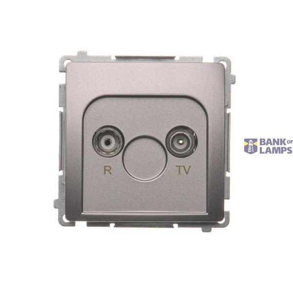 RTV pass-through aerial socket, atten.: 10dB, Inox, metallized image 1