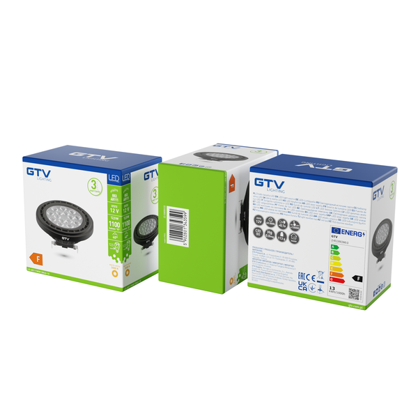 LED Bulb AR111, 12.5 W, 1100 lm, 3000K, G53, DC12V, 40°, black image 2