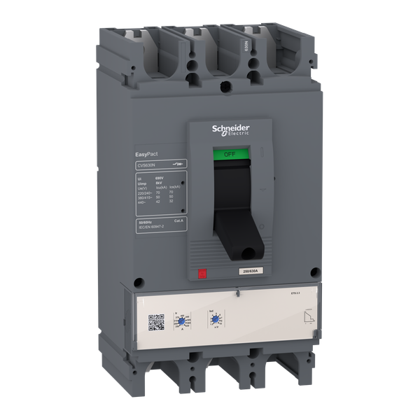 circuit breaker EasyPact CVS400N, 50 kA at 415 VAC, 400 A rating ETS 2.3 electronic trip unit, 3P 3d image 4