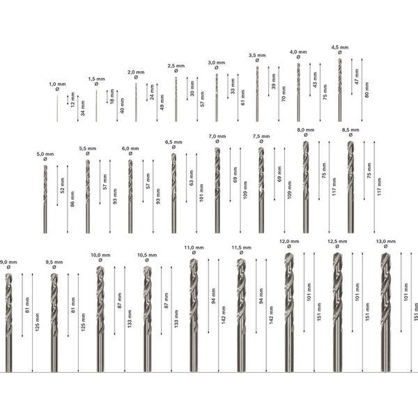 25-piece HSS-G ProBox metal drill bit set, DIN 338, 135° 1-13 mm 25 pcs. image 1