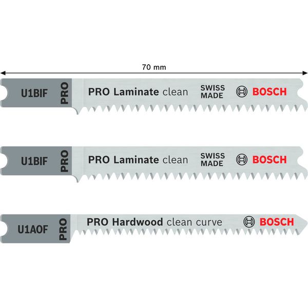 3-piece U-Shank jigsaw blade set for laminate 3 pcs. image 3