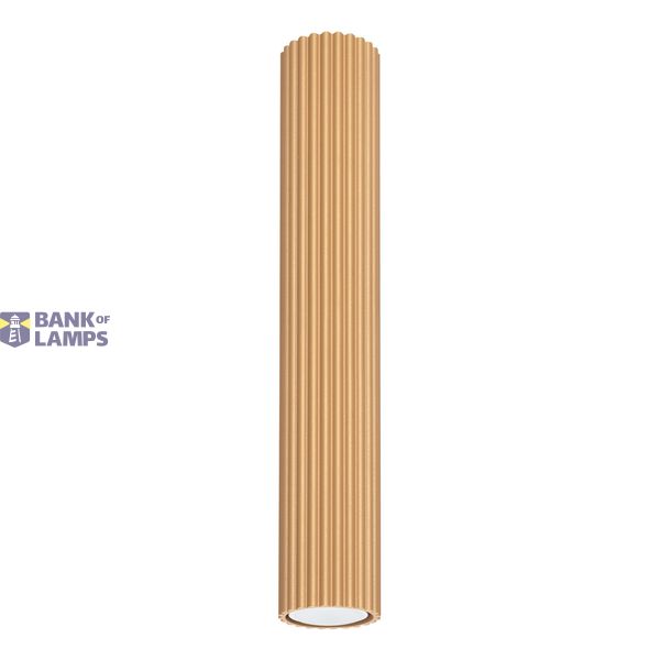 CYLINDRICAL CEILING LAMP 40 CM GOLD CARBON VERTICAL PATTERN GU10 image 4