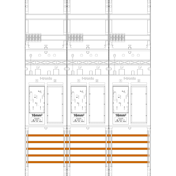 Counter field ER36DS-16.3-field, H=1050mm, 3-eHZ 16mm² with DS, 3 Res. (ER36DS-16) image 1