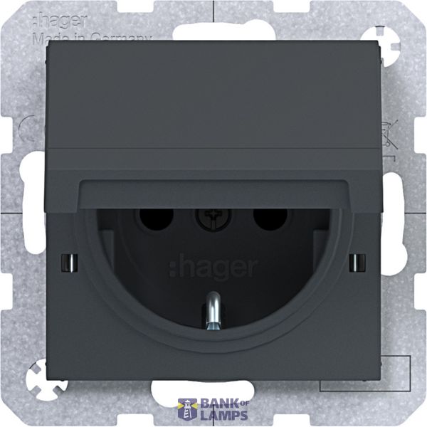 SCHUKO wall socket, fixed, Safety Plus, plug-in type, A.x/C.x anthracite image 1