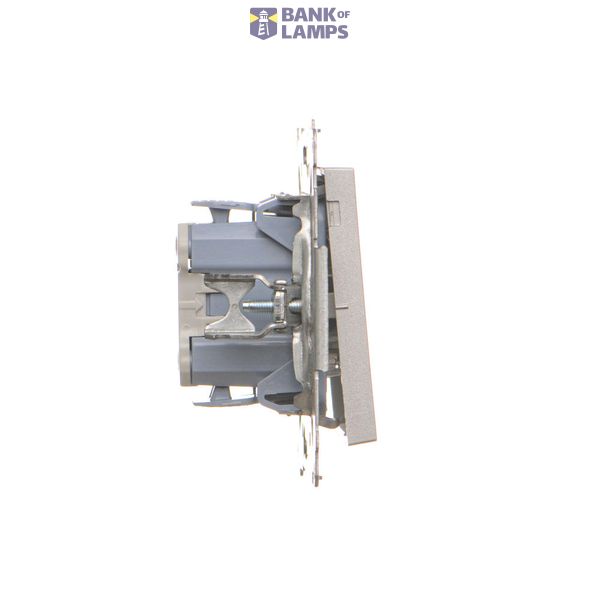 Double socket outlet with earthing for IP44 version with frame seal, without shutters, (module), Simon 24, IP20/IP44, 16A, champagne matt, Flap color: Transparent image 1