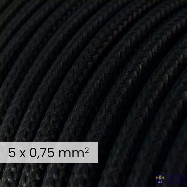 DALI Textile electrical cable 5x0.75 mm² in Carbon Black - Flexible round lighting wire RM04 image 2