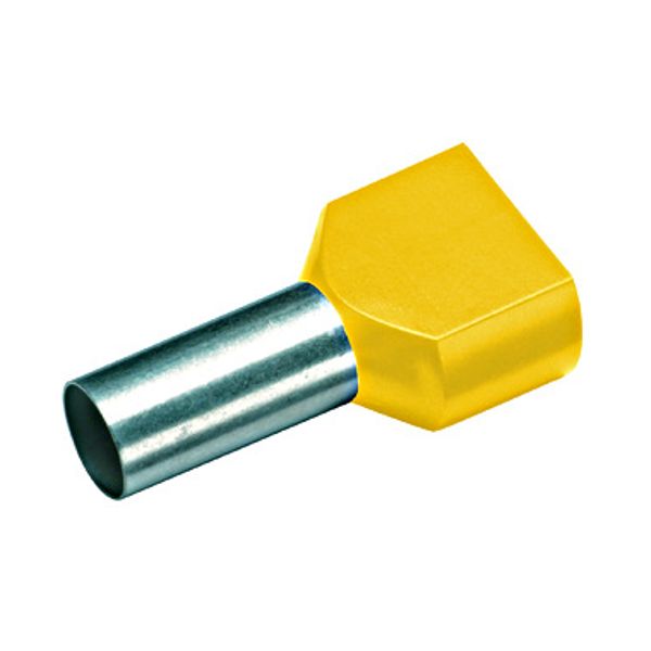Wire ferrule, Duo 2x6mmý, L1=14mm, yellow image 1