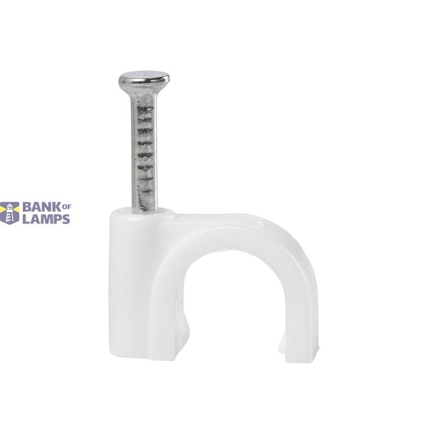 FLOP-8 cable holder with nail, round cable ⌀8mm, white, nail: 2x21mm image 1