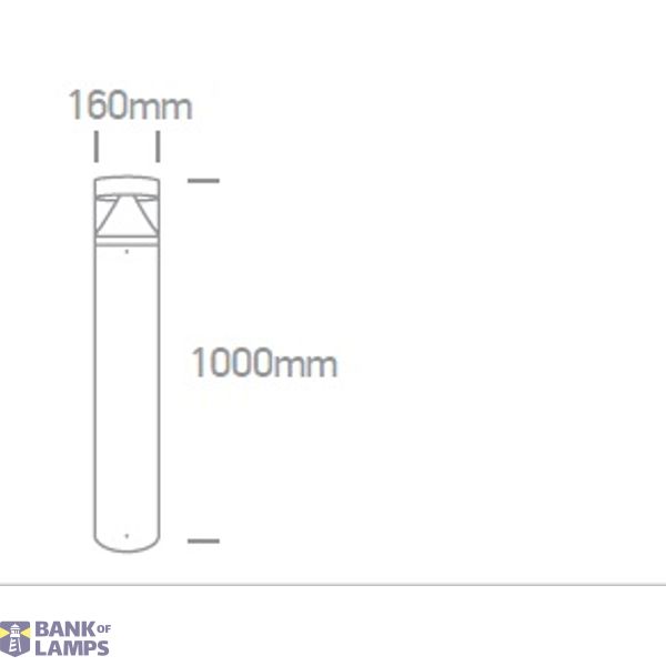ANTHRACITE LED BOLLARD 100cm 20W WW IP65 230V image 2