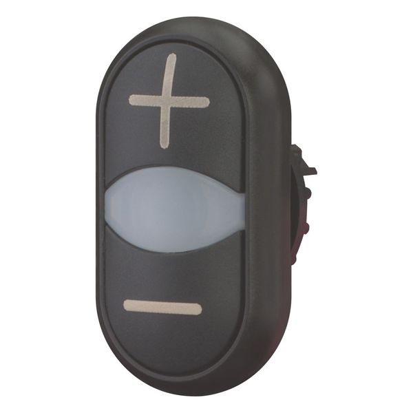M22S-DDL-S-X4/X5 Double actuator pushbutton, RMQ-Titan, Actuators and indicator lights non-flush, momentary, White lens, black, black, inscribed, Bezel: black image 6