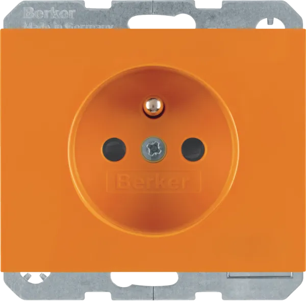 Front 2P+PE socket with LED, K.1 orange, glossy image 1