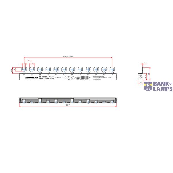 Busbar, 1xRCCB 4-pole, 1xMCB 3+N, 2xMCB 1+N, 12MW, 10mmý image 7
