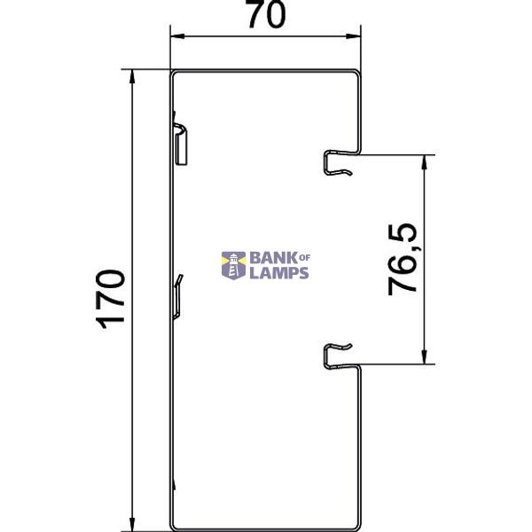 GS-A70170LGR Device installation trunking asymmetrical 70x170x2000 image 2