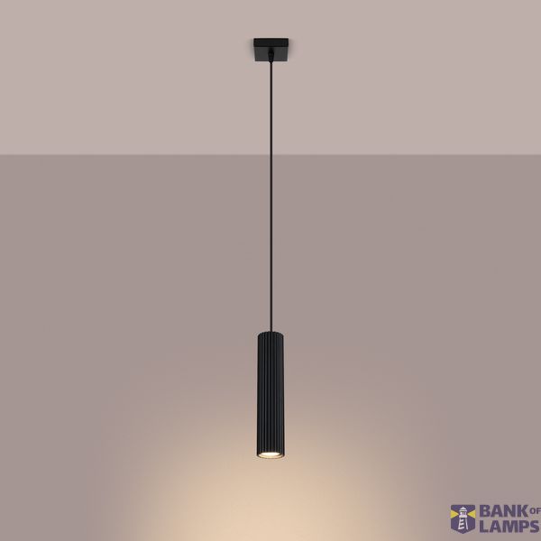 SINGLE BLACK PENDANT ON GU10 WITH CYLINDRICAL ELEGANT LAMP, CARBON SERIES image 10
