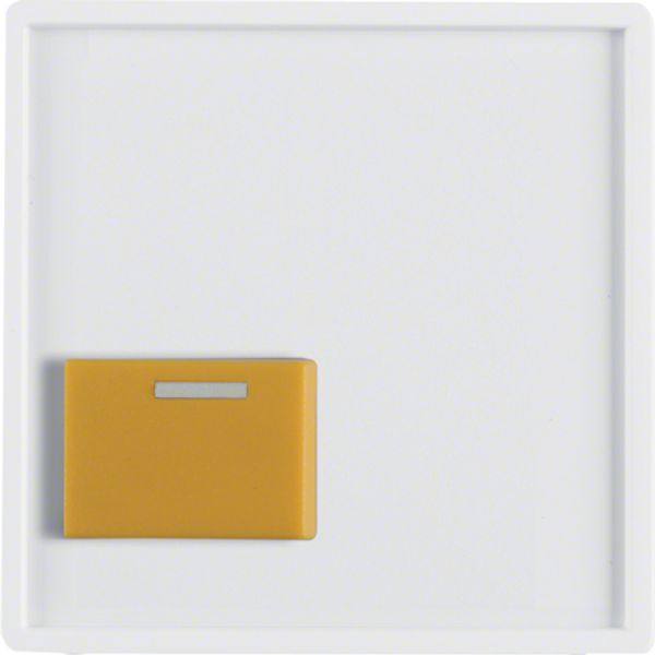 Central part with yellow off button, Berker Q.x, white, velvet image 1