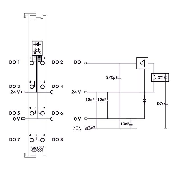 8-channel digital output;24 VDC;0.5 A;light gray image 3
