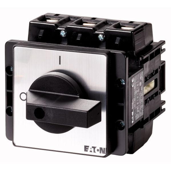 P5-315/E On-Off switch, P5, 315 A, flush mounting, 3 pole, with black thumb grip and front plate image 1