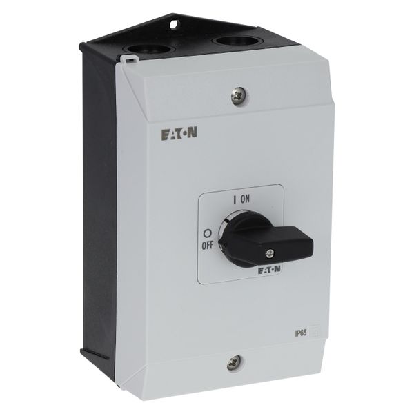 On-Off switch, P1, 40 A, surface mounting, 3 pole, 1 N/O, 1 N/C, with black thumb grip and front plate, hard knockout version image 10