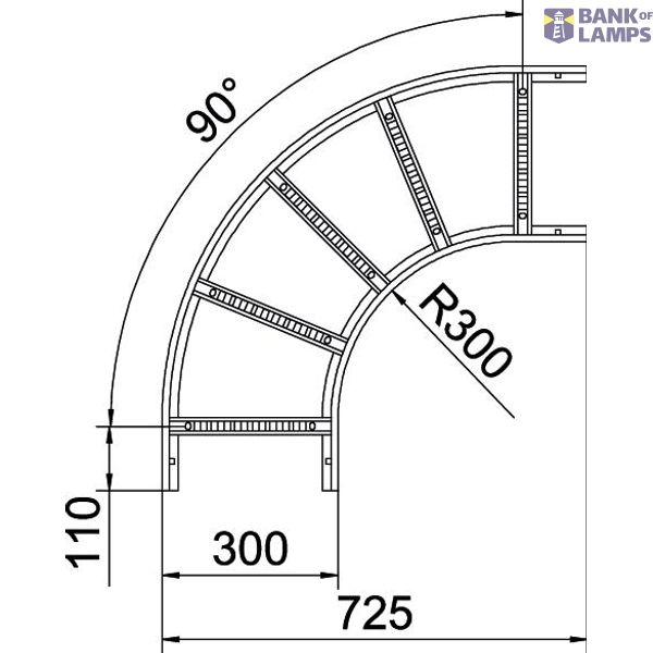 LB 90 430 R3 FS 90° bend for cable ladder 45x300 image 2