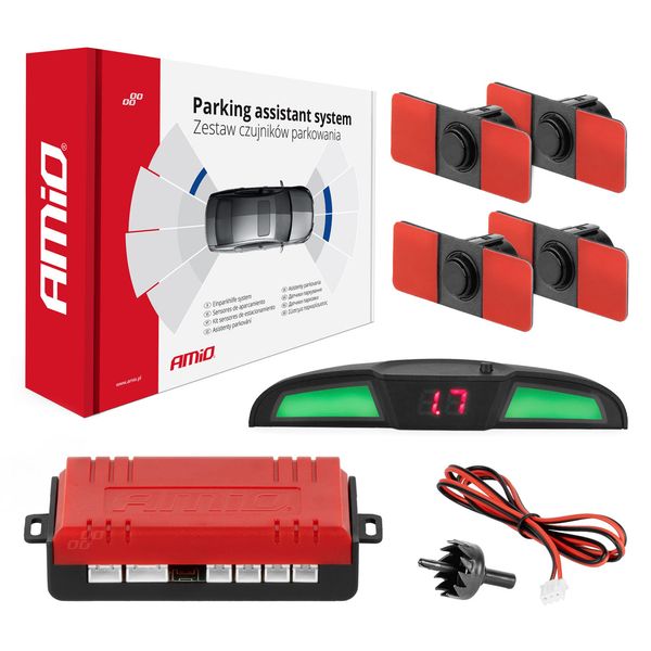 Parking assistant system LED COB 4 sensor black inside mount 16,5mm image 1