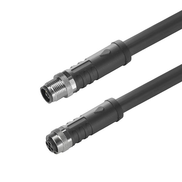 Power cable, Connecting line, M12 / M12, Number of poles : 4, 3 m, pin, straight - socket, straight, Shielded: No, Sheath material: PUR, Halogen: No image 2