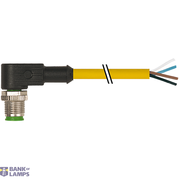 M12 male 90° A-cod. with cable PVC 4x0.34 ye UL/CSA 2m image 2