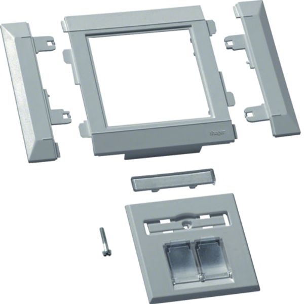Frontplate modular 2 x RJ45, 80mm, halogen-free, painted alu image 1