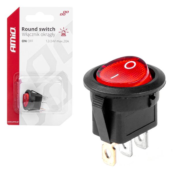 Round switch with Red Light 12/24V max 20A ON/OFF image 1