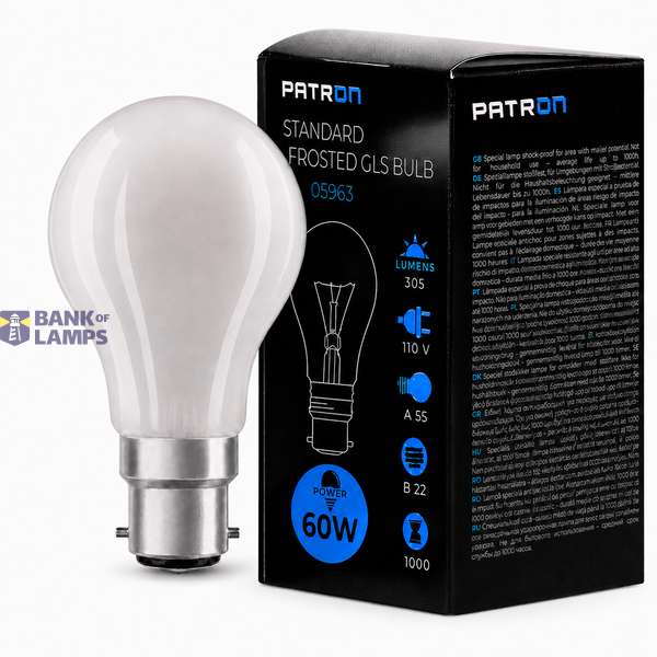 Incandescent Bulb 60W GLS Frosted B22 110V A55 image 1