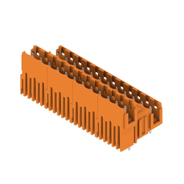 PCB plug-in connector, male header, Dovetails for fixing blocks, THT solder connection, 5.08 mm, Number of poles: 24, 180°, Solder pin length (l): 3.2 mm, tinned, orange, Box image 3