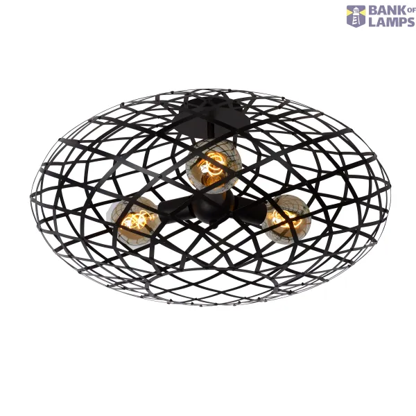 Lucide WOLFRAM - Flush ceiling light - Ø 65 cm - 3xE27 - Black image 1