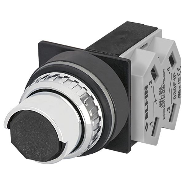 Push-button with half guard, black, N.O.+N.C. image 1