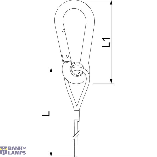 QWT SK 3 1M G Suspension wire with eyelet carabiner 3x1000mm image 2