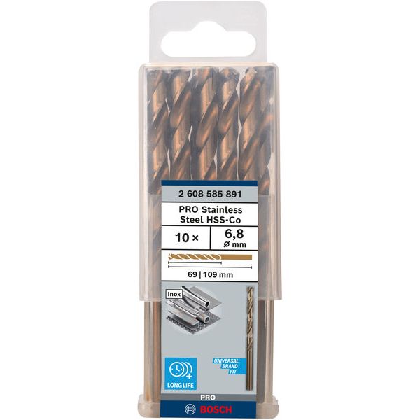 Metal drill bits HSS-Co, DIN 338 6,8 x 69 x 109 mm 10 pcs. image 1
