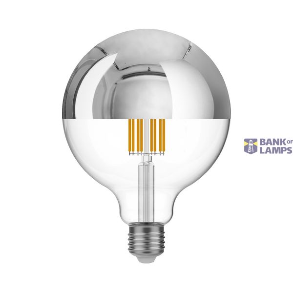 LED Silver Half Sphere Globe Light Bulb G125 7W 650Lm E27 2700K Dimmable - A05 image 1