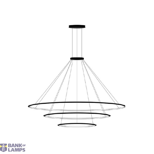 Pendant Circular Outward 3 Rings (ø2000 ø1200 ø600) LED 223.5W 9011lm 2400K Black image 1