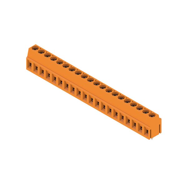 Printed circuit board terminals, 5.00 mm, Number of poles: 20, 90°, Solder pin length (l): 3.5 mm, tinned, orange, Clamping yoke connection, Clamping range, max. : 2.5 mm², Box image 2