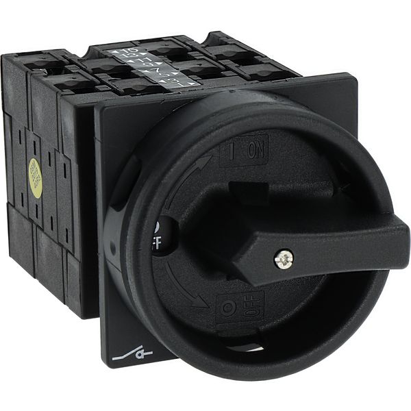 T3-4-15682/EA/SVB-SW Main switch, T3, 32 A, flush mounting, 4 contact unit(s), 6 pole, 1 N/O, 1 N/C, STOP function, With black rotary handle and locking ring, Lockable in image 37