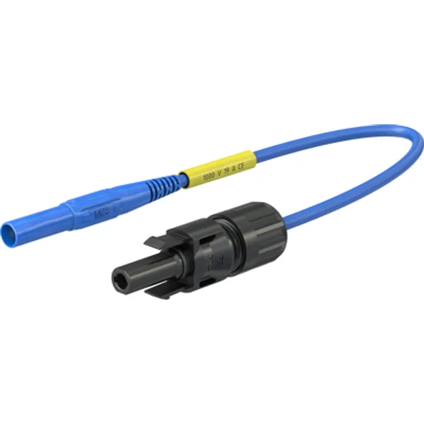 Adapter measuring lead, 4 mm safety plug to 4 mm solar coupling socket, 1.5 m, 1.0 mm², blue, 1 kV, 19 A, 32.1198-15023 image 1