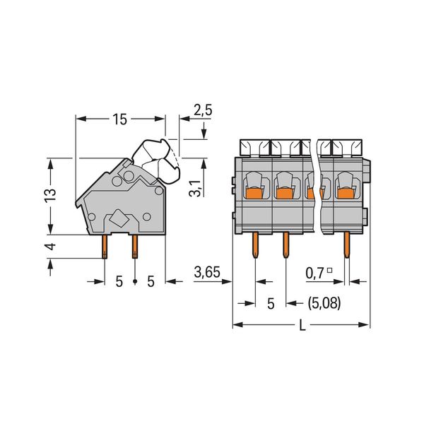 Stackable PCB terminal block push-button 2.5 mm² black image 3