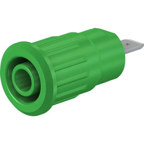 4 mm socket, flat plug connection, mounting Ø 12.2 mm, CAT III, green, 49.7079-25 image 1