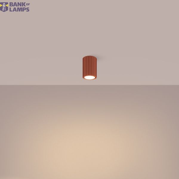 SURFACE-MOUNTED CYLINDRICAL CEILING TUBE CARBON IN RED OCHRE COLOUR image 5