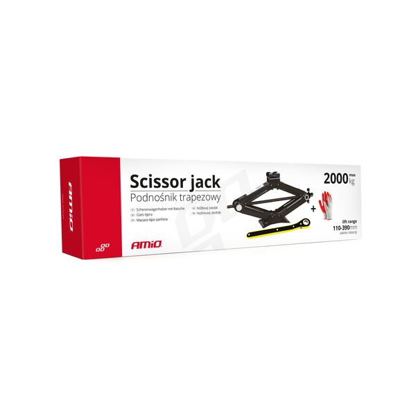 Scissor Jack with hand crank 2T and free gloves AMIO-02479 image 1