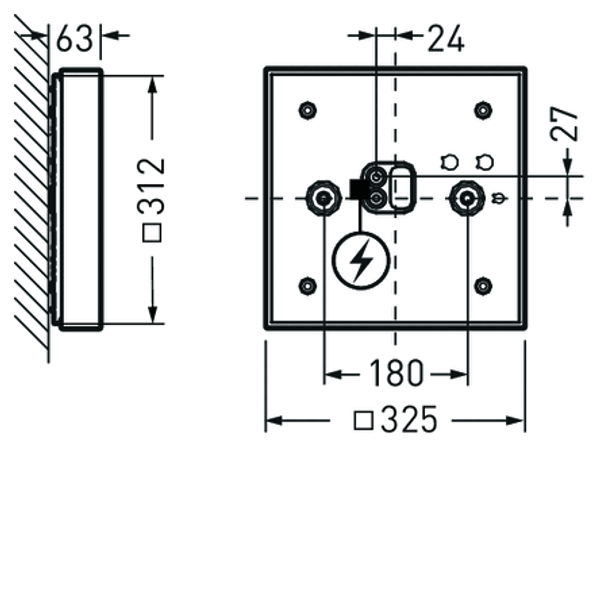 Wall and ceiling luminaire Olisq Q Diffuser White square ETDD 25W 3200lm Lambertian (L) IP40 IK06 3 SDCM image 1