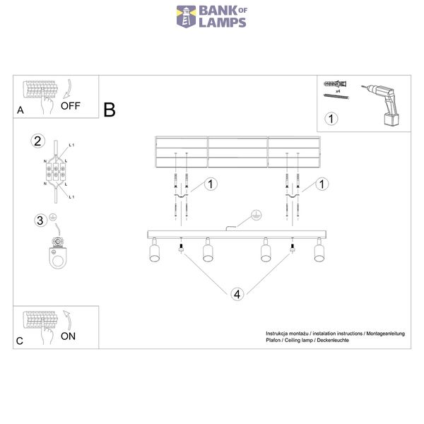 CEILING LAMP VERDO 4 WHITE GU10 4X10W IP20 image 7