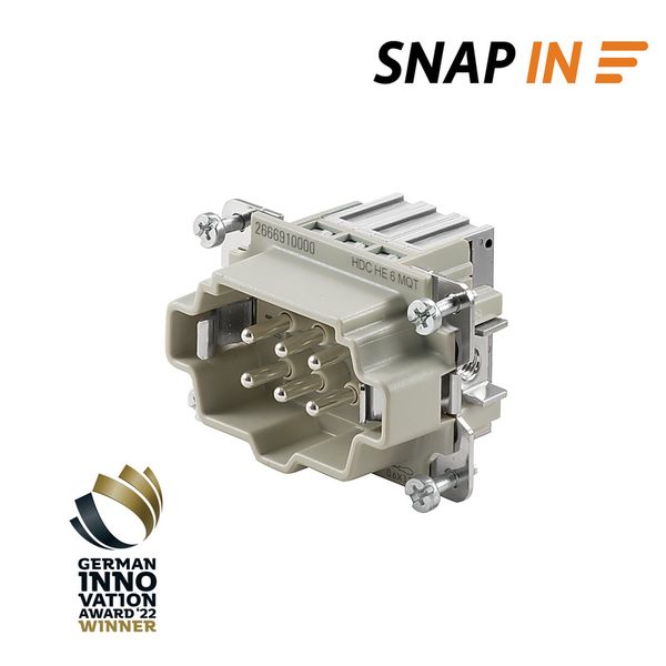 HDC insert, Male, 500 V, 24 A, Number of poles: 6, SNAP IN, Size: 3 image 1