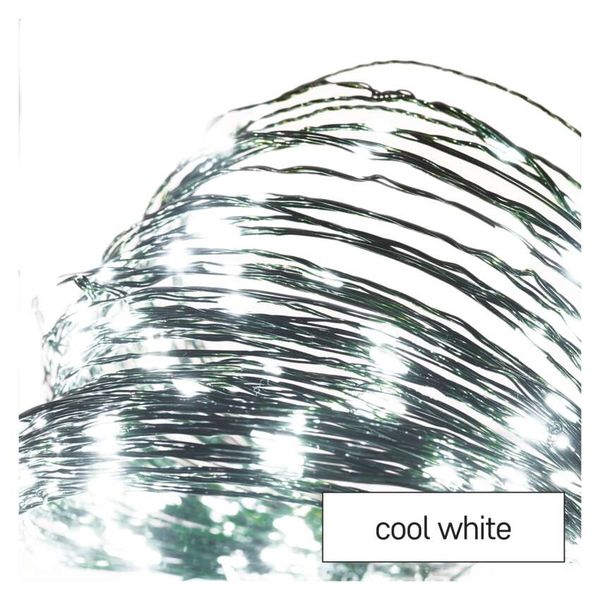LED Christmas nano chain, green, 4 m, outdoor and indoor, cool white, timer image 1